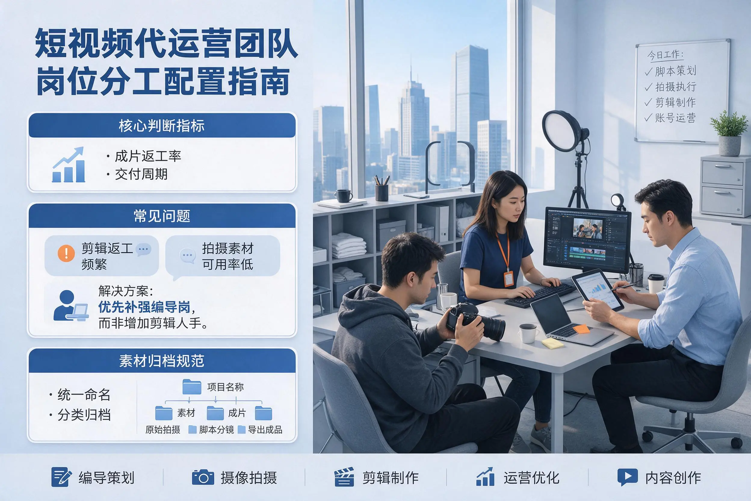 短视频代运营团队如何配置？荆门企业岗位分工科普说明