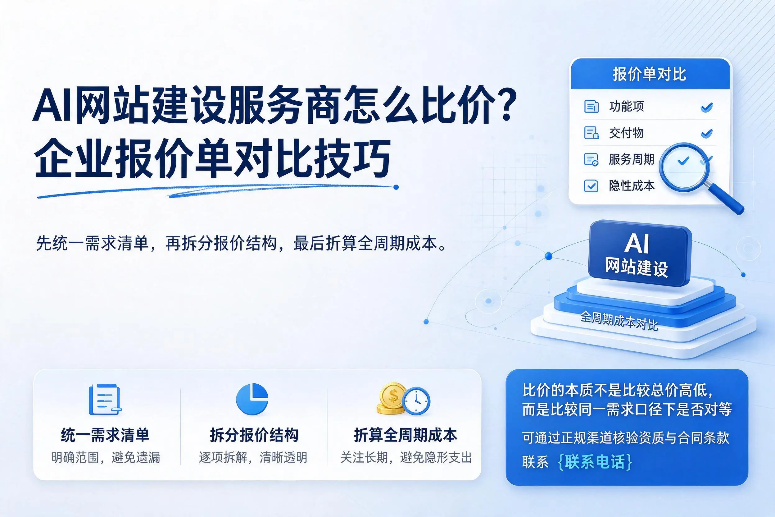 AI网站建设服务商怎么比价？荆门企业报价单对比技巧
