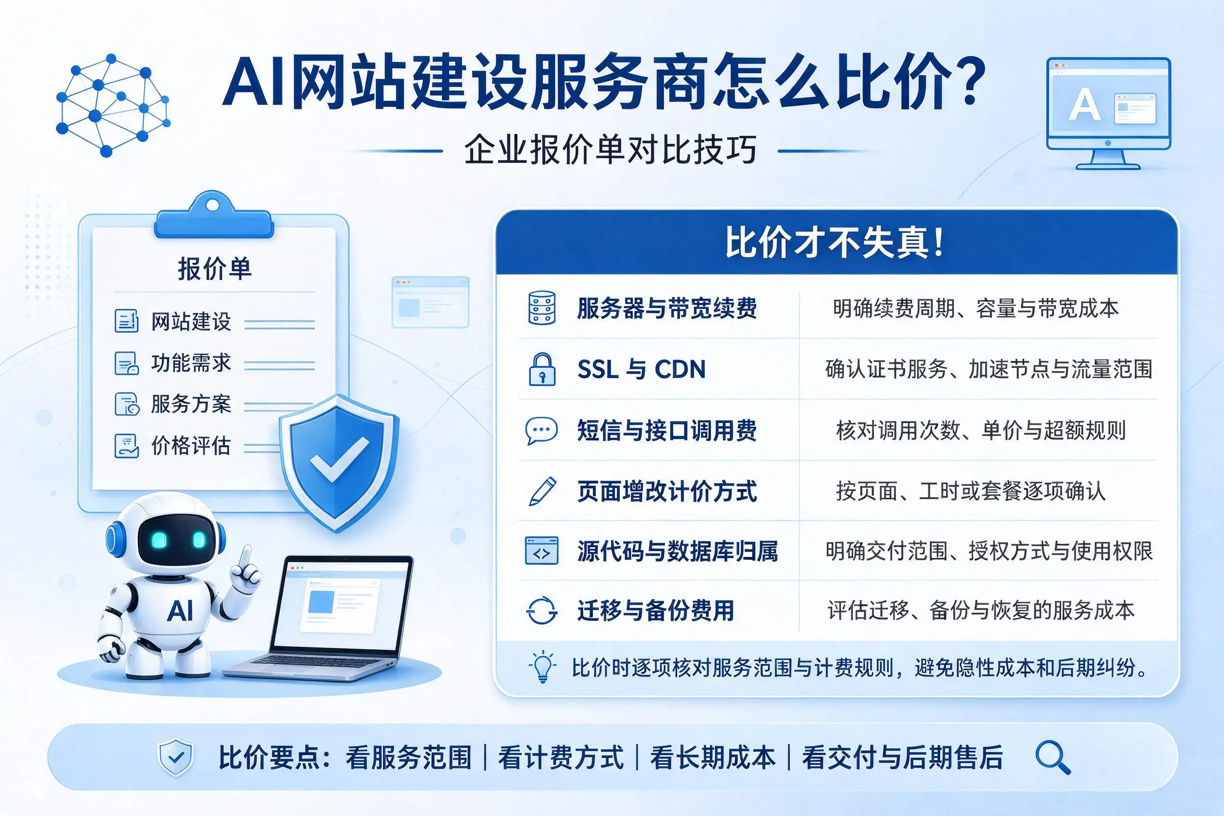 AI网站建设服务商怎么比价？荆门企业报价单对比技巧