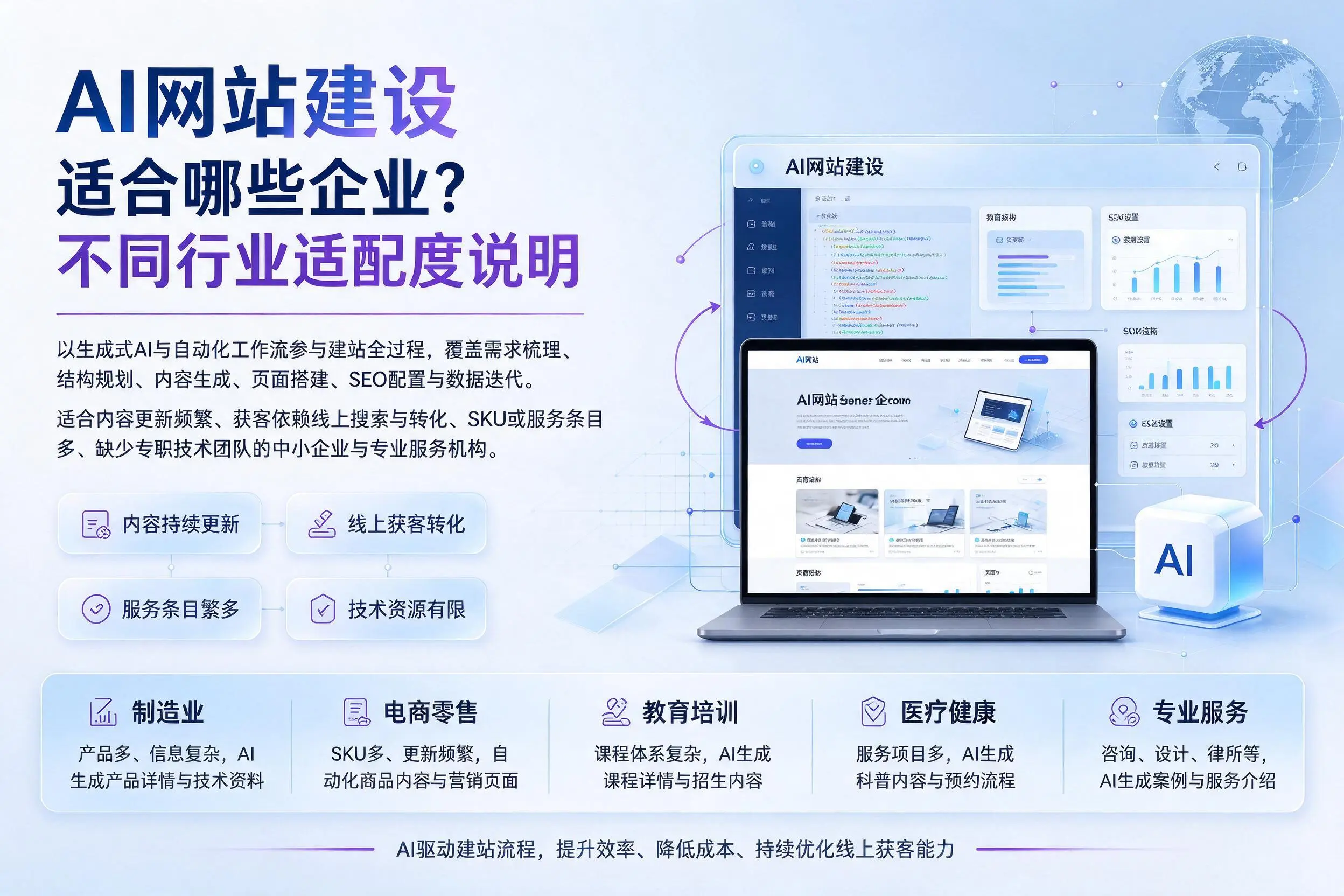 AI网站建设适合哪些企业？荆门不同行业适配度说明